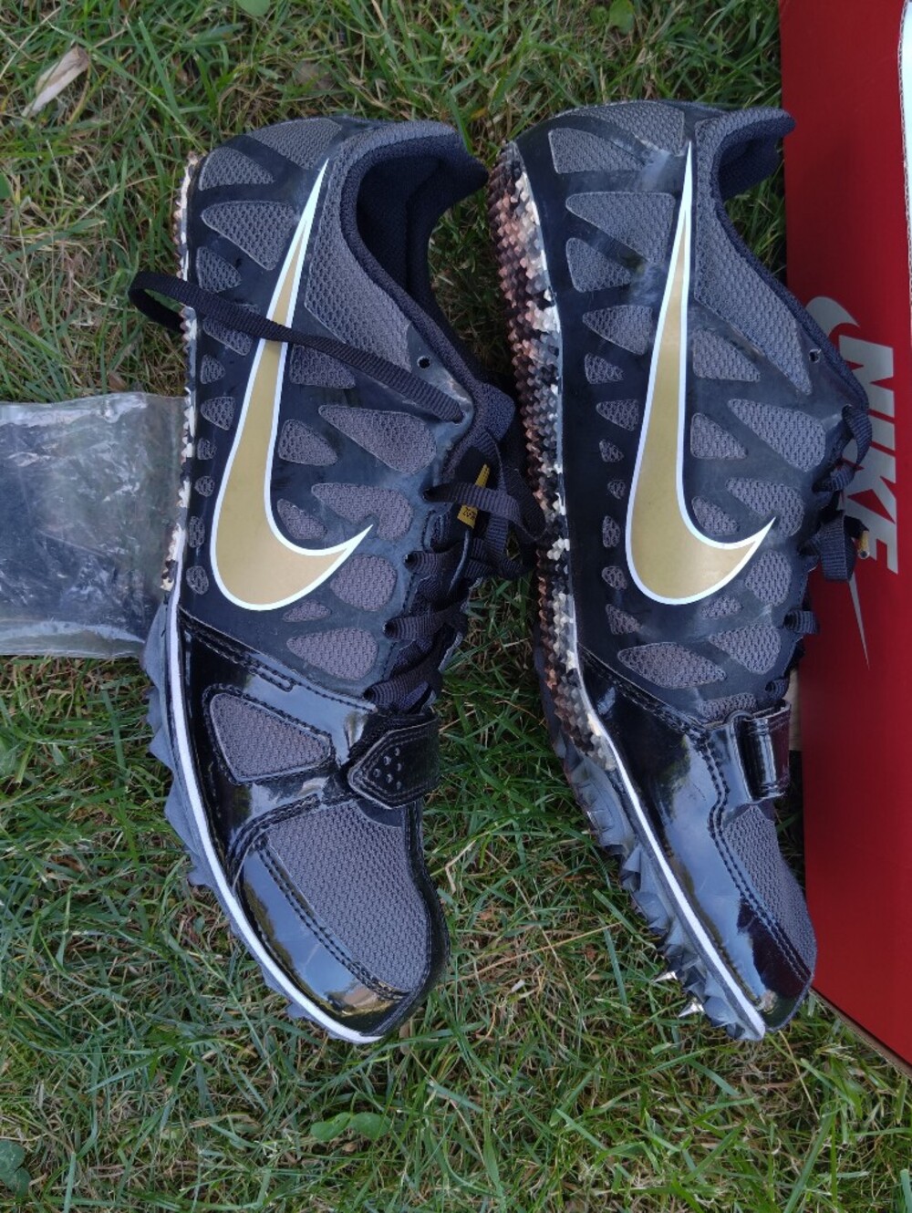 Nike Zoom Rival S Men's size 9 Black/Gold Sprint Race Spikes Cleats Track Field